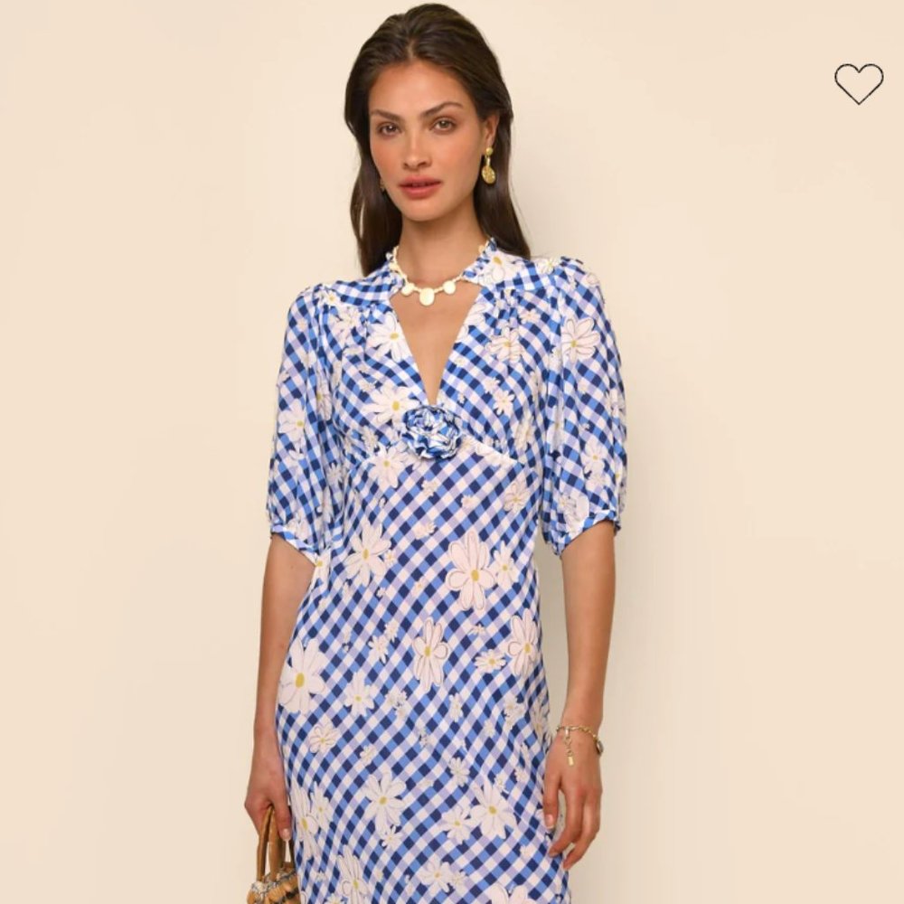 Rixo LONDON, Nicolette Dress, Riviera Daisy Check • Wmns Med • CLASSIC!